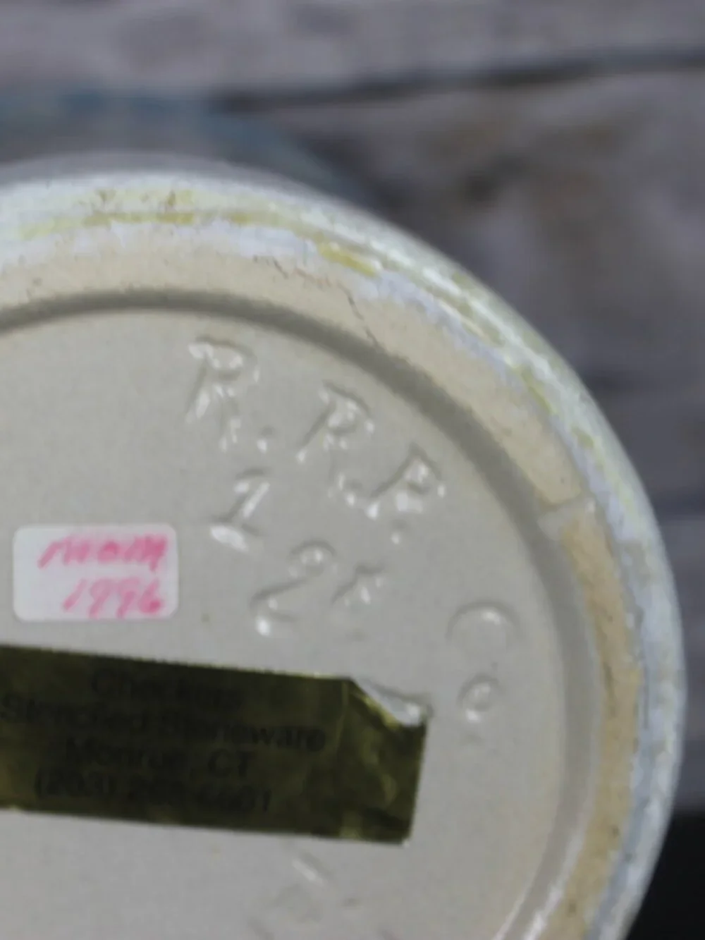 Vintage R.R.P. Co. Roseville Ohio Snowman Stenciled Stoneware Crock Jar 1994